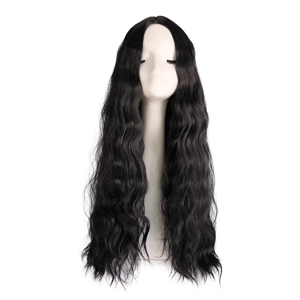 Mulheres peruca marrom escuro longo Calor encaracolado resistente perucas de cabelo sintético completa 26inch para uso diário e Cosplay