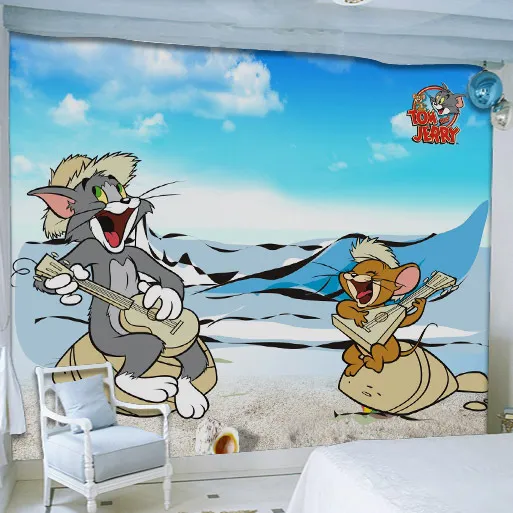 8D Große Papel Wandbild Maus Katze 3d Wandbild Cartoon Tier Fototapete Für Kinder Benutzerdefinierte Kinderzimmer TV Sofa Hintergrund Wandbilder Papier