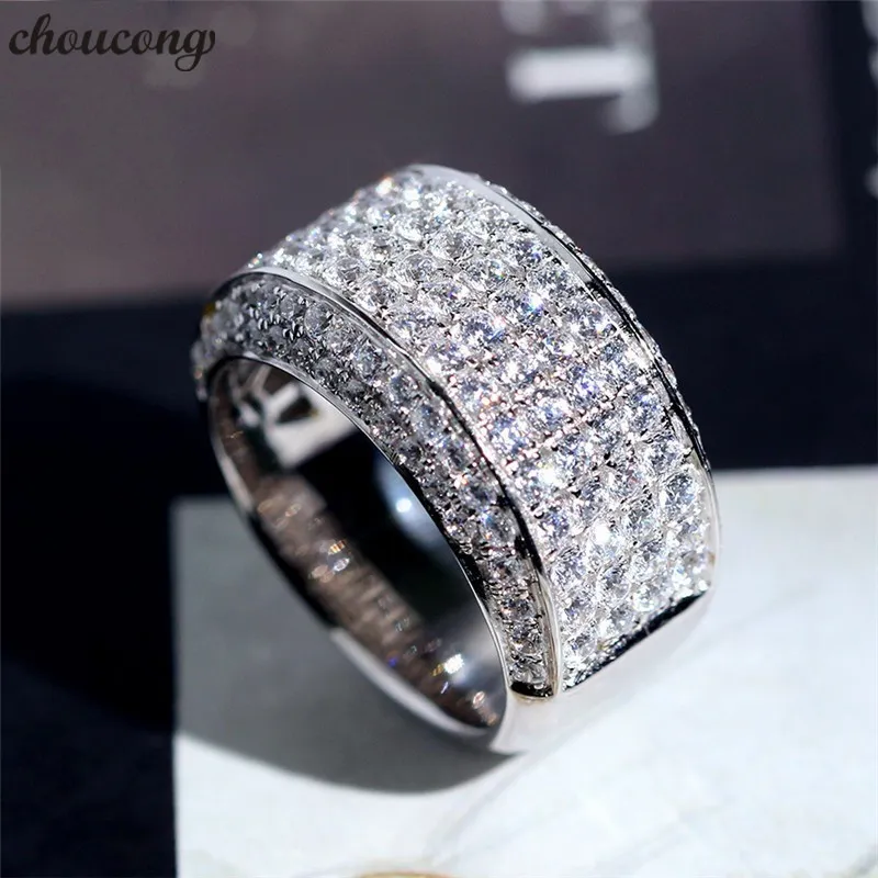 Choucong maschio promessa anello 925 sterling argento cz angoiata fedina anelli per le donne uomini partito gioielli regalo