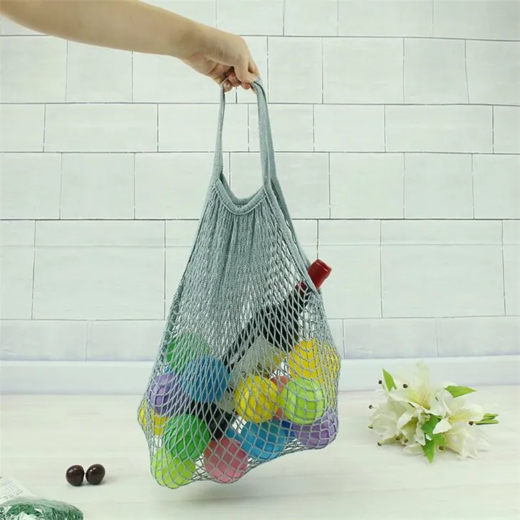 Reusable Shopping Grocery Bag Large Size Portable Shopper Tote Mesh Net Woven Cotton Bag Home Storage Bags