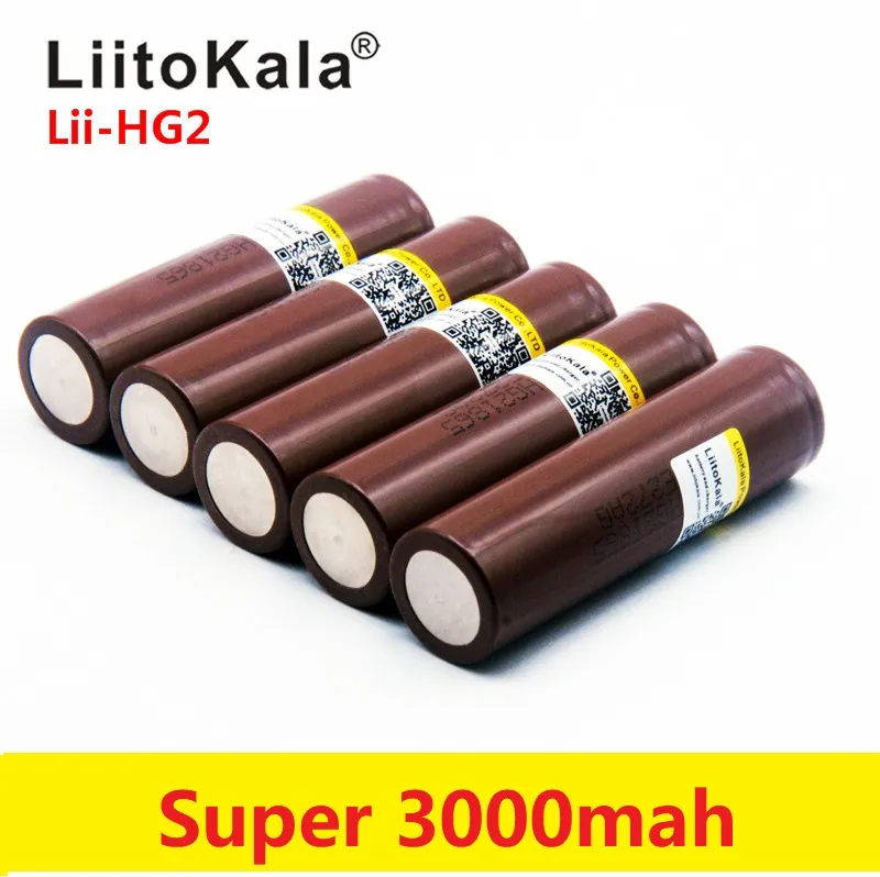 Batterie rechargeable pour lampe de poche HG2 18650 3,7 V 3000 mah, haute puissance et décharge élevée, grande capacité 30 A, la plus populaire.