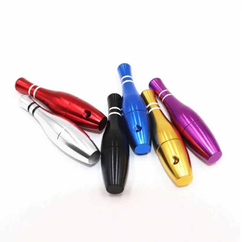 Bowling Bottle Ball Smoking Pipe 79mm Metal Smoking Pipes Oil Burner Dry Herbal Oil Holder Colorful Pipes AC121