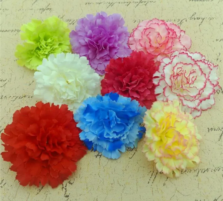 9cm Wedding Silk Flower Diy Hand-made Ring Simulation Carnation Flower Head Fake Flower Material Decoration Y005