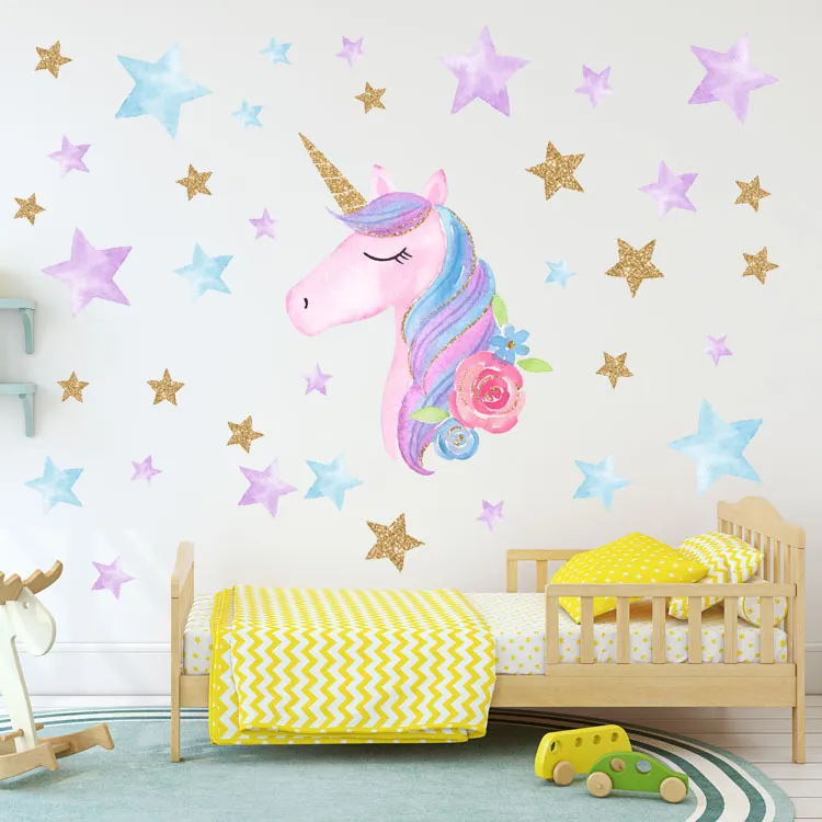 9 Styl Cartoon Cute Horse Star Serce Naklejki Ścienne Tapety DIY Naklejki Strona główna Naklejki Ścienne Dzieci Dzieci Dziewczyny Dekoracje M1532