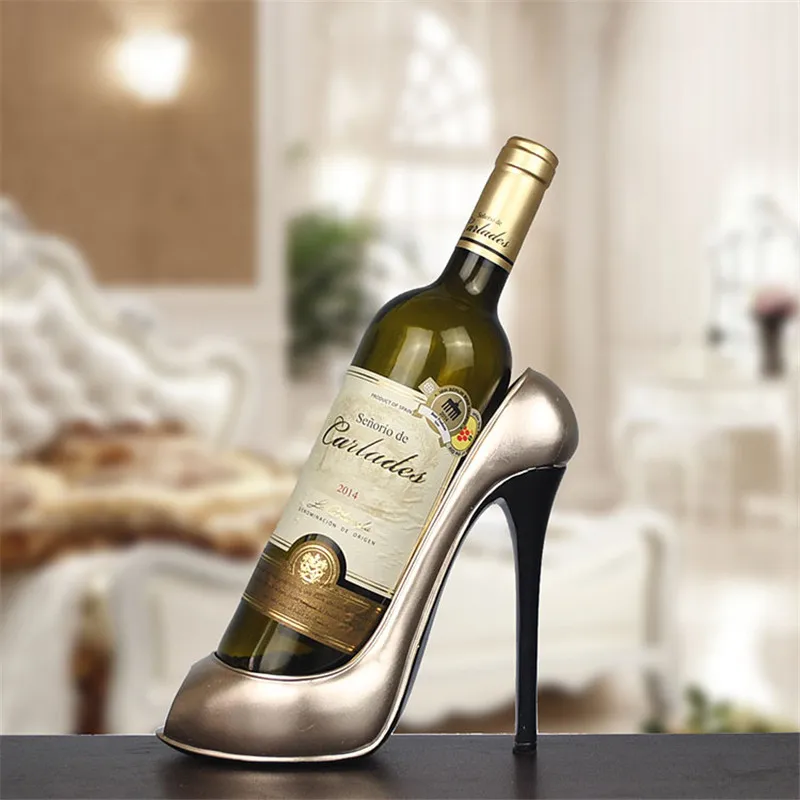 Resin High Heel Shoe Shaped Wine Bottle Holder Stylish Wine Shelf Rack Wedding Party Gift Home Kitchen Bar Accessories Featured