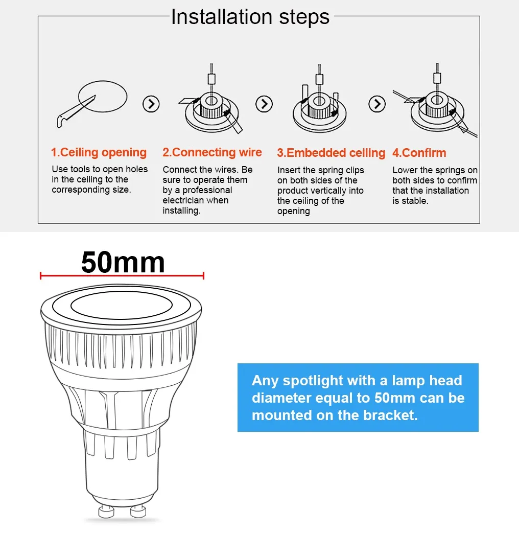 Round Gu10 Spot Bulb Recessed Led