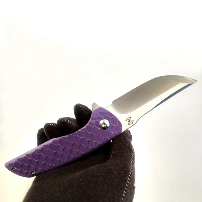 Nieuwste Design Johannes Barker Aangepaste Messen Violet Dragon Schaal Hokkaido Flipper M390 Blade TC4 Titanium vouwmes Tactische Outdoor Collectie Tools Pocket EDC