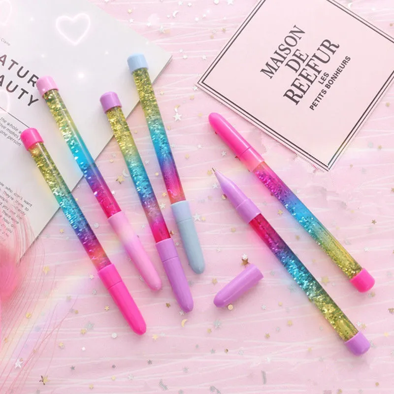 Wholesale Rainbow Fairy Stick Glitter Ballpoint Pen With Blue And Black  Ink, Drift Sand Glitter Crystal Perfect Girls Gift VT0329 From  Toponlineshop, $0.34