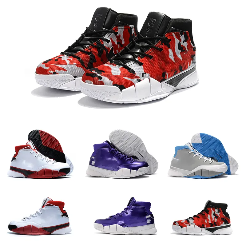 2020 erkek 1 jenerasyon basketbol ayakkabıları mor beyaz, gri, kırmızı erkek spor nefes basketbol spor ayakkabıları 40-45 Açık