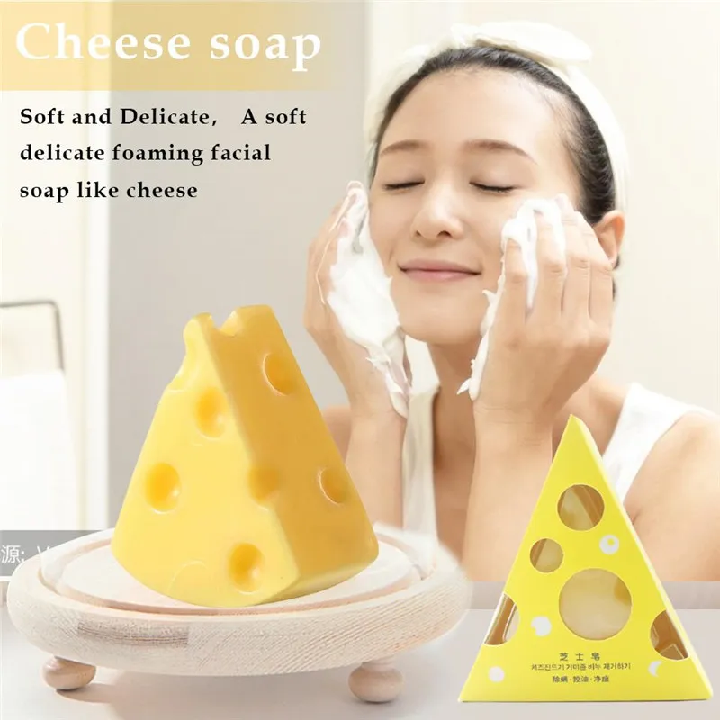 Nuovo detergente viso Sapone al formaggio Sapone detergente al formaggio fatto a mano Idratante Controllo dell'olio Anti-acne Anti-acari Sapone per la pulizia del viso