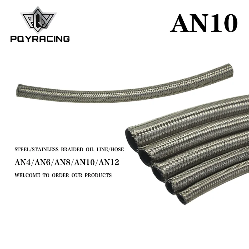 PQY - AN10 10AN AN - 10 (14.2MM / 9/16 "ID) الفولاذ المقاوم للصدأ خفف من زيت الوقود خرطوم مياه قدم واحد 0.3 متر PQY7114-1