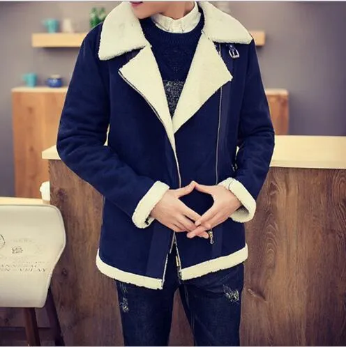 Fashion-Brand дизайнер Fall-Shearling Winter Coat Faux Fur Sued Jacket Sid Zip Lamb Wool Mens Дубленка