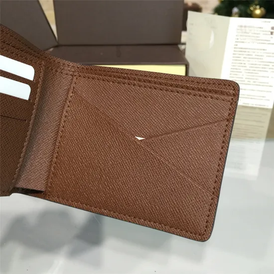 Hochwertige Modedesigner-Herren-Brieftasche, kurz, zweifach gefaltet, Brazza-Geldbörse, alte Blumen, braun, kariert, schwarzes Gitter, Rindsleder, Leder-Geldbörse, Kartenetui, Geschenkbox