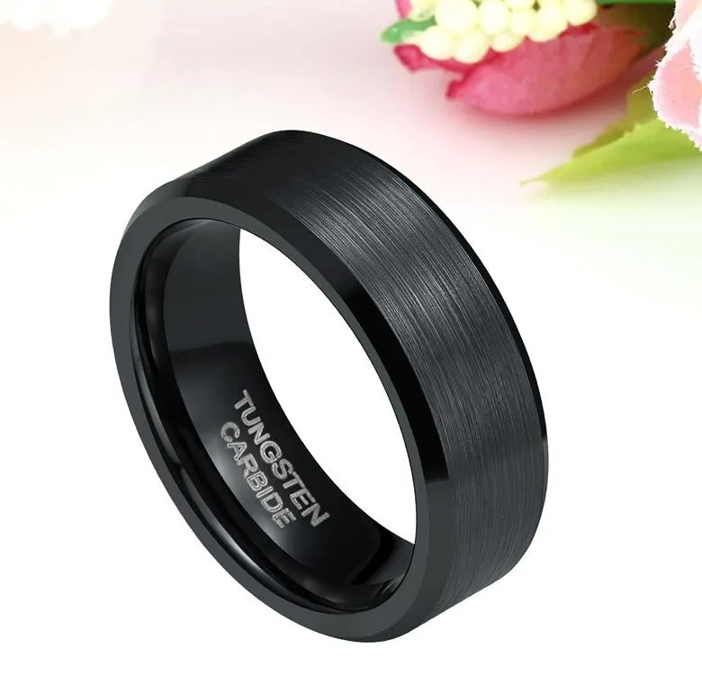 4 mm de 6 mm 8 mm de tungsteno negro anillo de cardide hombres altos bordes pulidos anillos de compromiso de boda para mujeres joyas masculinas comodidad Fit8104368