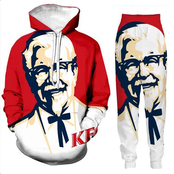 New Men/Womens KFC Colonel Funny 3D Print Fashion Tracksuits Hip Hop Pants + Hoodies TZ02