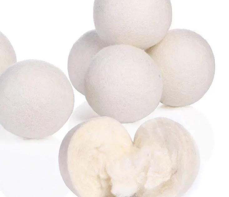 2019 New Wool Dryer Balls Ammorbidente per tessuti naturale riutilizzabile premium 2,75 pollici 7 cm Riduce l'elettricità statica Aiuta ad asciugare i vestiti in lavanderia più velocemente