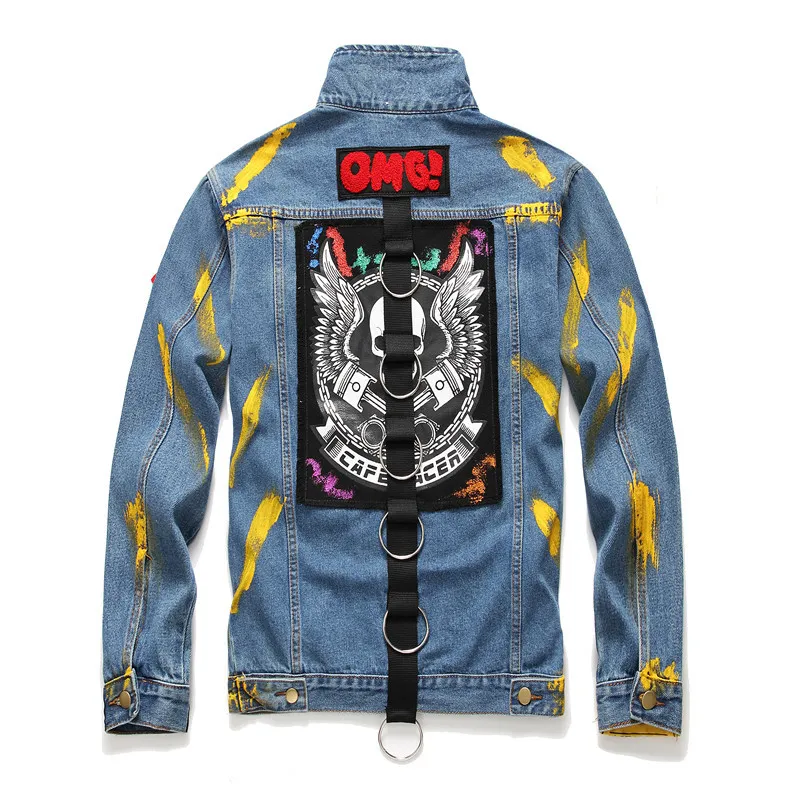 Denim jacket with badges mens hot sale