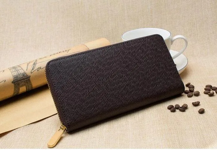 Designer- Free Shipping! Fashion men women clutch Genuine leather wallet with box 60015 60017