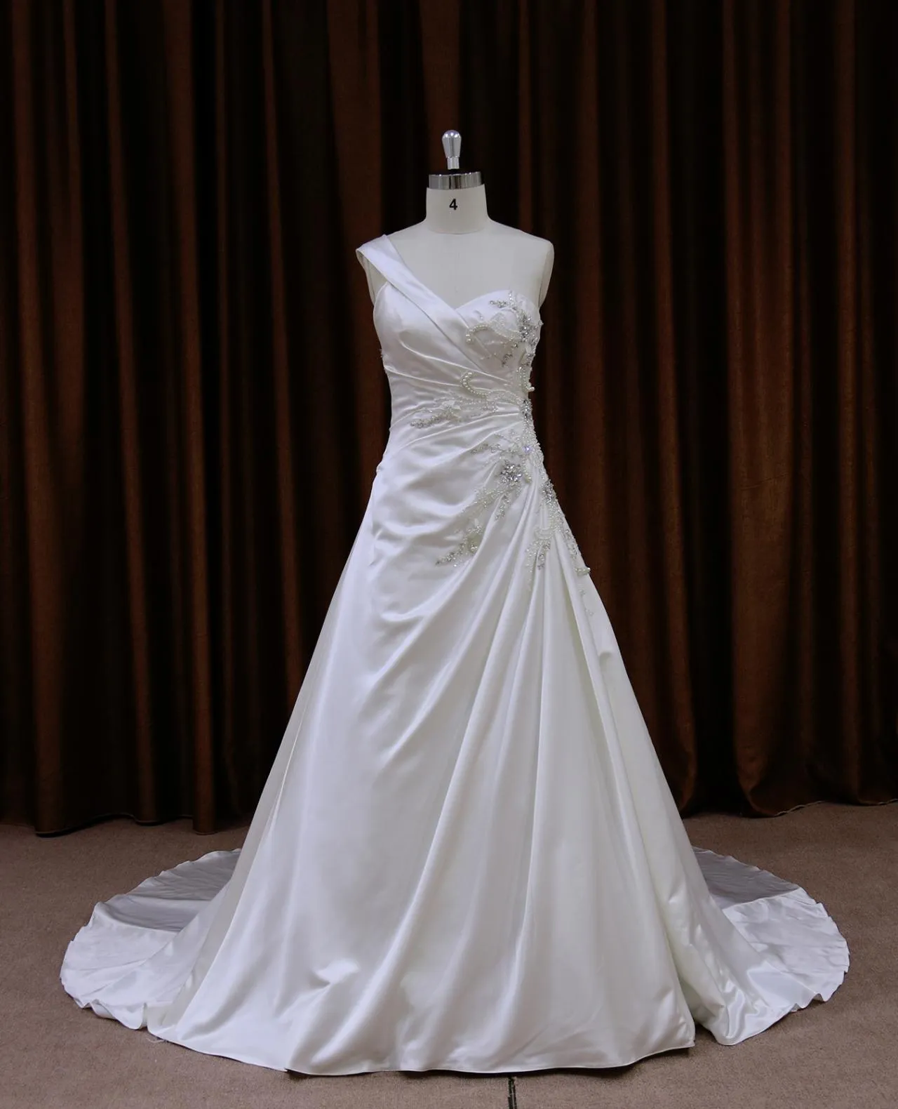 one shoulder wedding dresses 2019 2019 Atelier Pronovias Collection Fashion Show- One shoulder form fitting wedding dress with lace insert