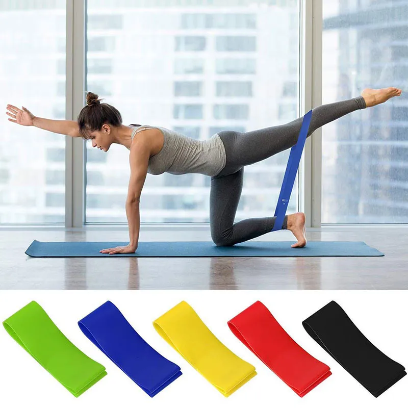 100 Set 5pcs 600 * 50 milímetros TPE alta Elastic Yoga Gym Resistência Aptidão Bandas Strength Training Tração da corda Exercício de Loop