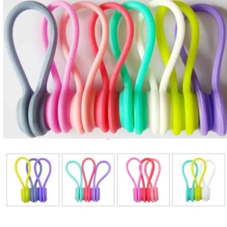 3pcs Soft Silicone Magnetic Cable Winder Organizer Cord Earphone Storage Holder Clips Cable Winder For Earphone For Data Cable