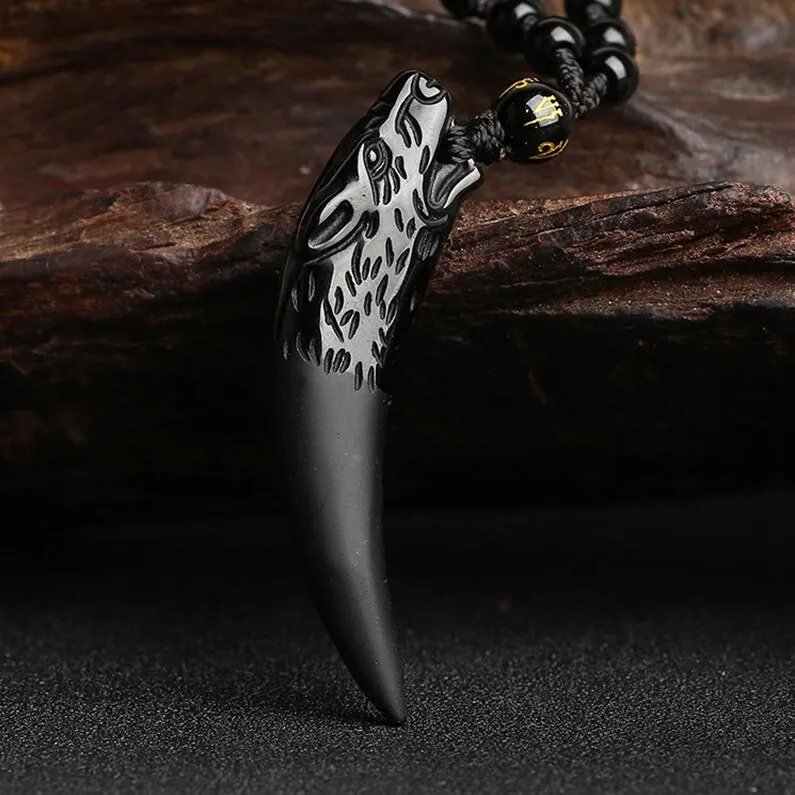 Natural Stone Wolf Tooth Amulets And Talismans Wolf Tooth Pendant For Couples Black And Obsidian Design For Women And Men From Lotusflowern 23.2 DHgate.Com