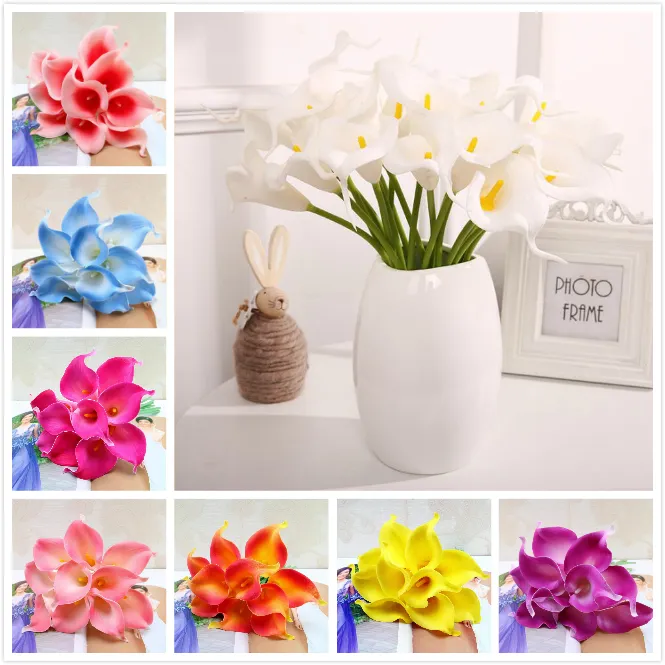 Artificial Calla Lily Flor Real Touch PU Colorido Mini Callas Lilys Buquê para Casa Casamento Party Decoração