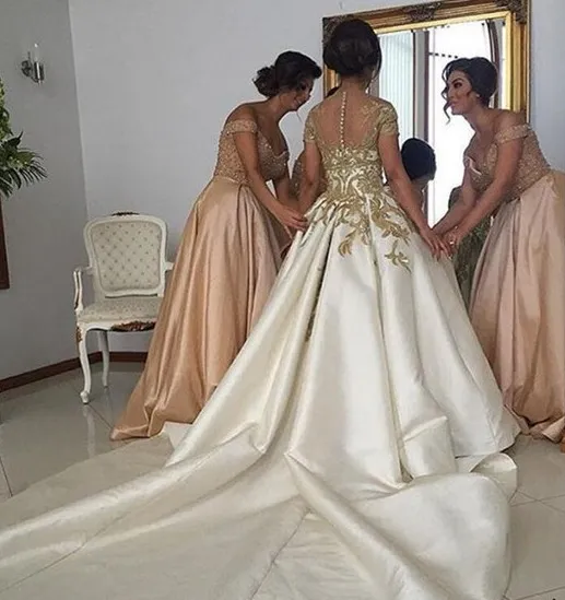 Glamorous South African Short Sleeves A Line Wedding... From Misshowdress,  $225.98 | DHgate.Com
