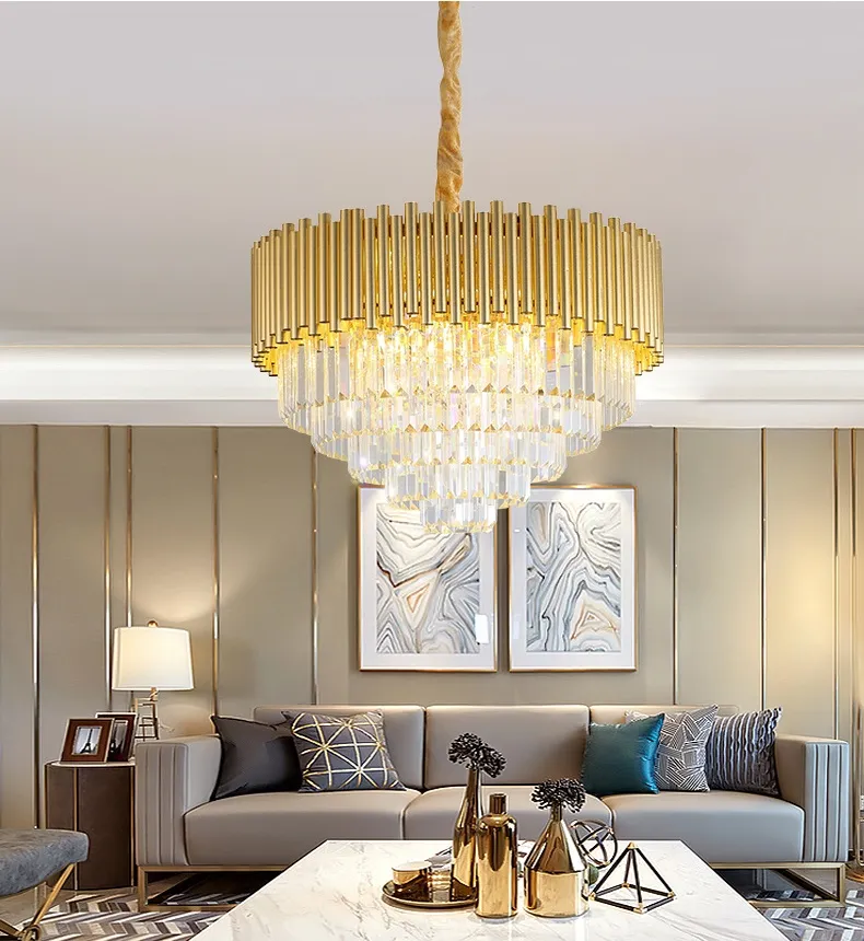Luxury Gold LED Crystal Chandelier With Round Crystal Chain For Living Room Bedroom And Kitchen Modern Pendant Light Fixture From Online201666 195.98 DHgate.Com
