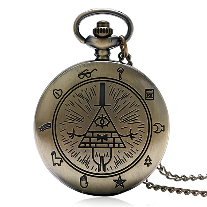 Vintage Eye of Providence Theme Bronze Quarz Pocket Watches All-Seeing Eye Masonic Necklace Chain Quartz Watch for Men Women280r