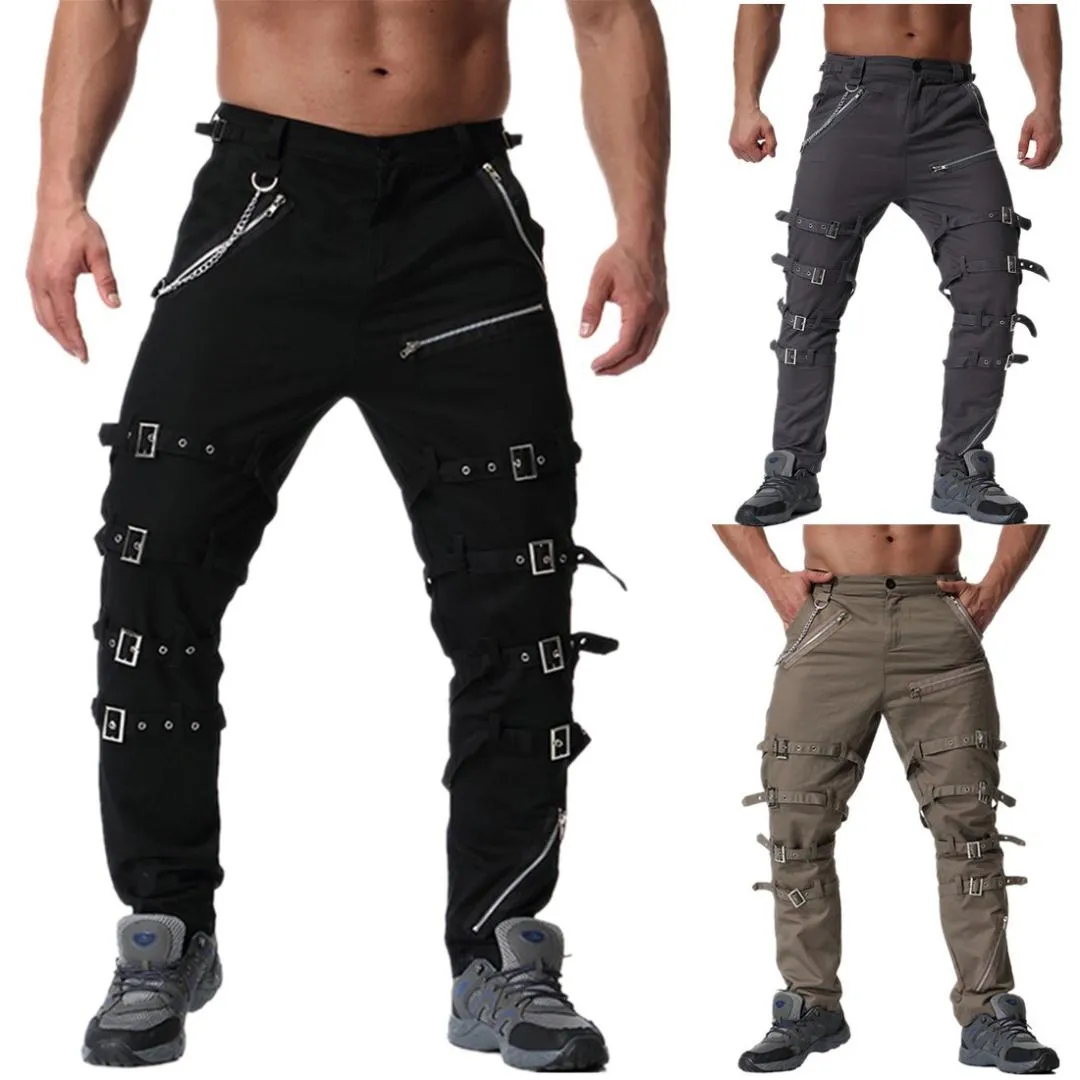 2019 Devil Fashion Punk Men's Detachable Pants Steampunk Gothic Black Scotland Kilt Trousers Man Casual Cotton Pants with Kilt