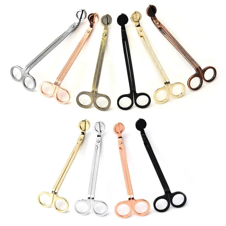 6 Colors Candle Wick Trimmer Stainless Steel Oil Lamp Trim Scissor Durable Cutter Snuffer Tool Hook Clipper LX1729