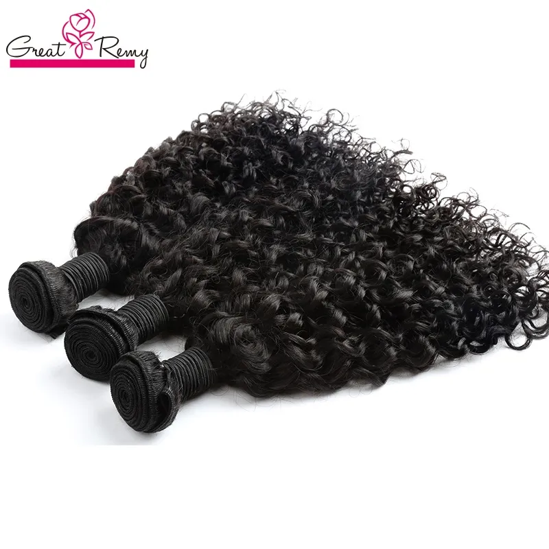 Greatremy® Water Wave Brazilian Hair Extension Big Curly 100% Unprocessed Virgin HumanHair Bundle 3pcs/lot Dyeable Ocean HairWeave Weft