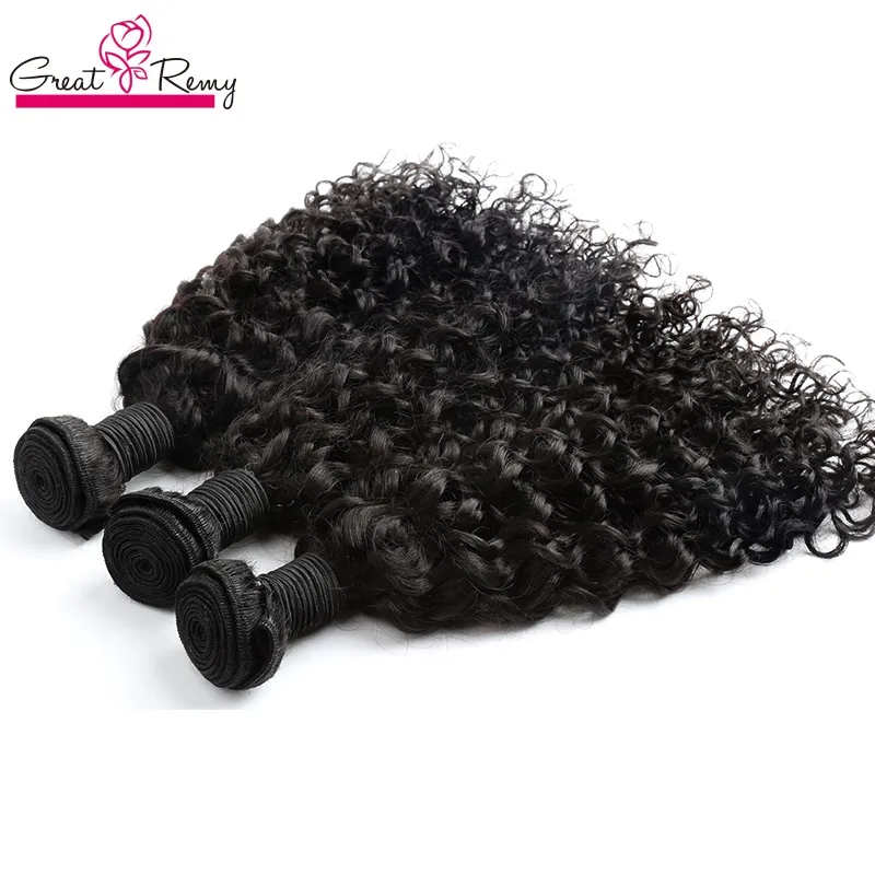 Onda de água extensão de cabelo brasileiro grande encaracolado 100% virgem não processado pacote de cabelo humano 3 pçs / lote tingível oceano tecer trama greatremy 8-34 polegadas VENDA 4FGN