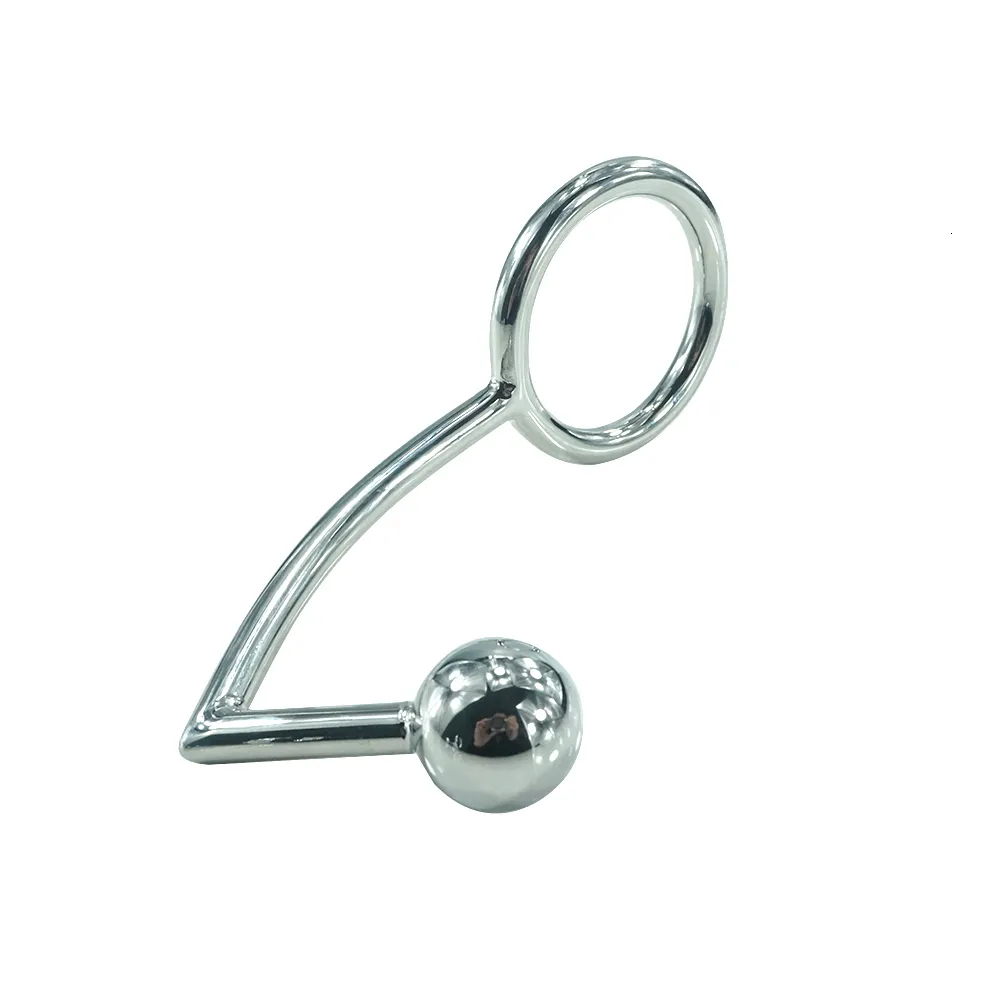 40mm,45mm,50mm for choose Stainless Steel butt plug ball anal hook with penis ring fetish cock chastity device sex toys for men Y191028