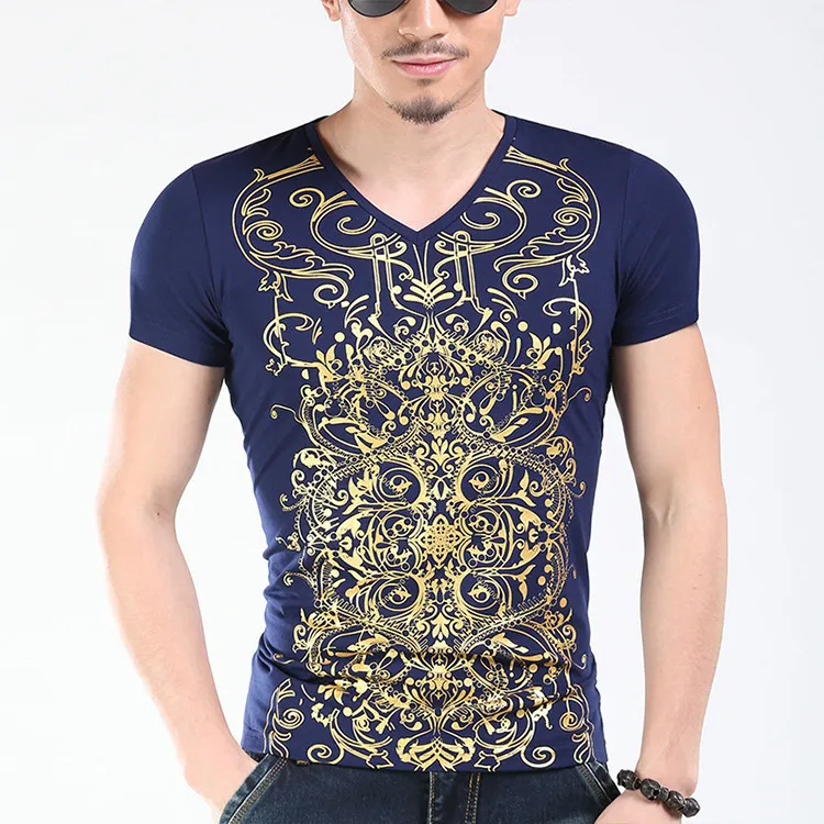 Wholesale Mens High Street Bronze 3D Dragon Totem Print Gold