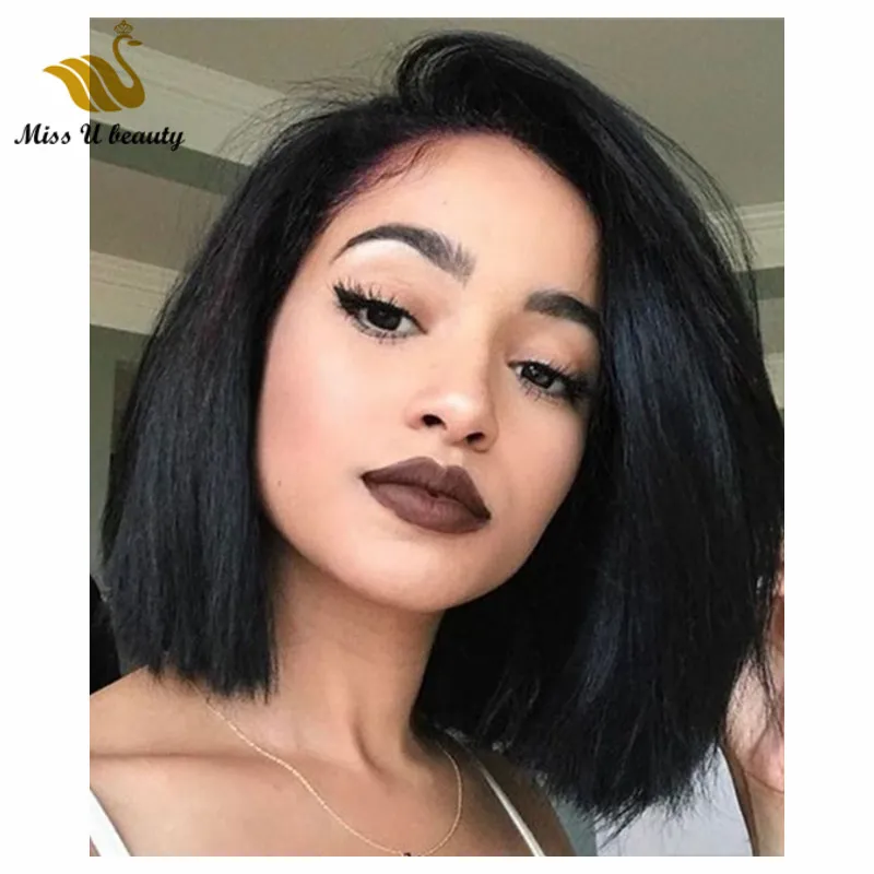 Bob Style Hair Wigs Short 12-14inch Natural Color HumanHair Lace Front Wig High Quality VirginHair 150% Density