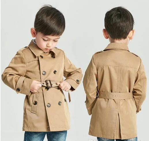 Detal Detal Kids Designer Winter Trench Coat Boys British Style Long Casual Sport Trench Coat Fashion Luxury Kurtki Outwear Jacket ClothingWy063