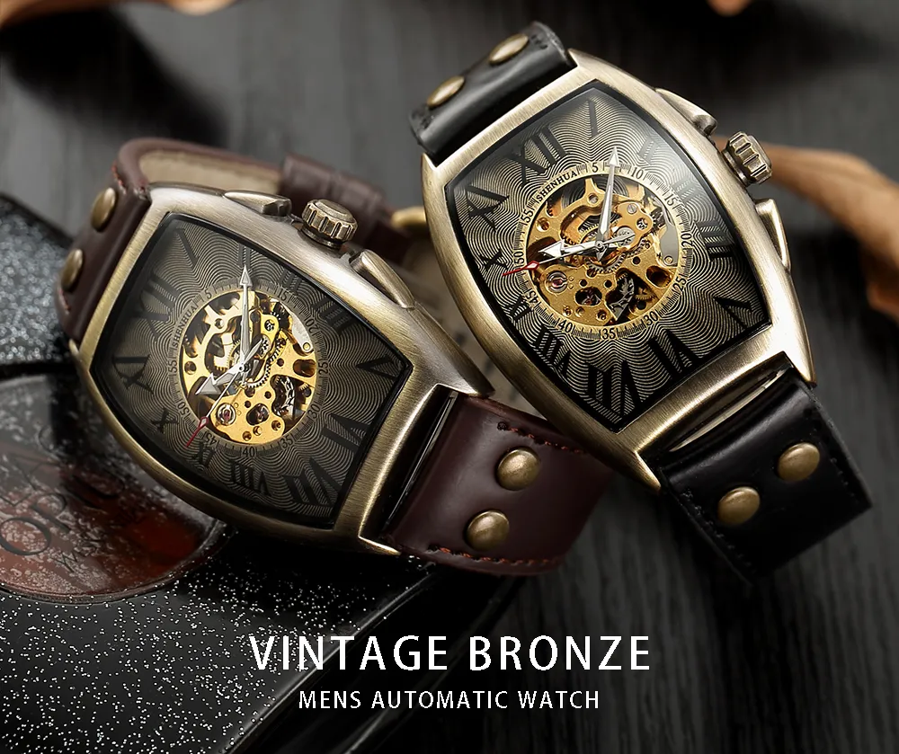 Shenhua 2019 Vintage Automatic Skeleton Mechanical Watch For Men Retro Bronze First Mens Wristwatch With Fashionable Design Montre Homme J190706 From Sunnyroom 21.36 DHgate.Com