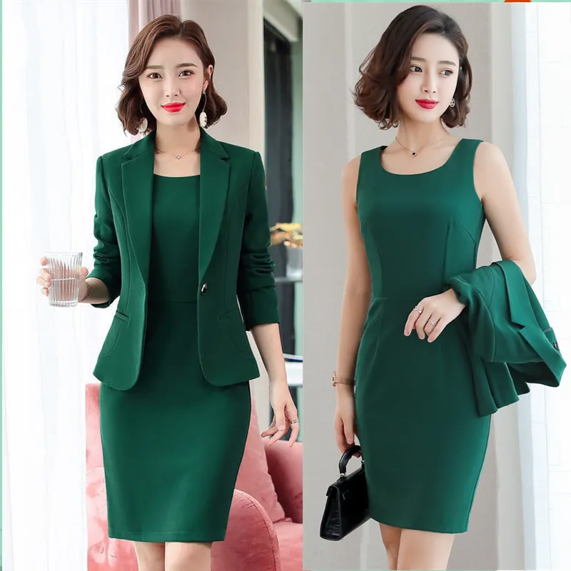 Vestidos De Trabajo Elegante Blazer Vestido Trajes Mujeres Negocio Uniforme Oficina Dama Profesional Conjunto Conjunto Traje Femenino Moda 2021 De 63,02 € DHgate