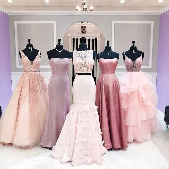 Handmade Lace Mermaid Pink Corset Prom Dress With Floral Accents