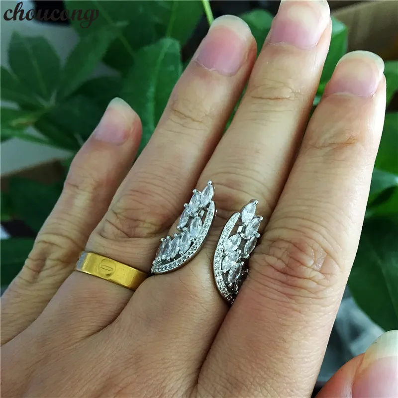 Choucong Amanti Ali d'angelo Anello in argento sterling 925 5A Zircone cz Anelli di fidanzamento per matrimoni per le donne Regalo di gioielli per feste