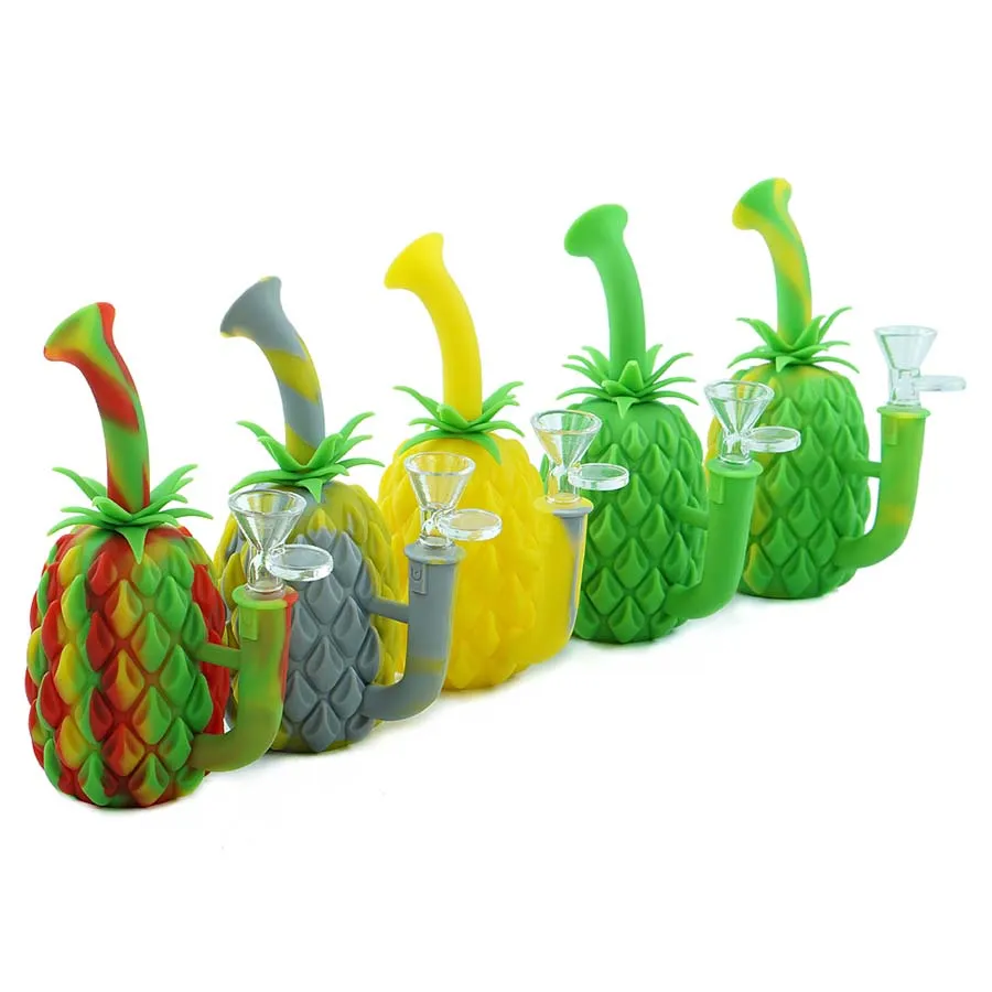 Narguilés Bongs 7 "Tuyaux d'eau d'ananas Tuyau de tabac en silicone plates-formes pétrolières Accessoires de cigarettes dab rig bong