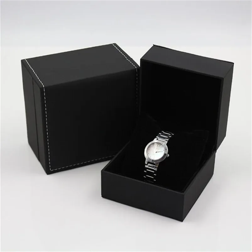 Moda Watch Boxes PU Leather Square Watch Case z poduszką Bransoletka Biżuteria Wyświetlacz Box Storage Organizator Uchwyt
