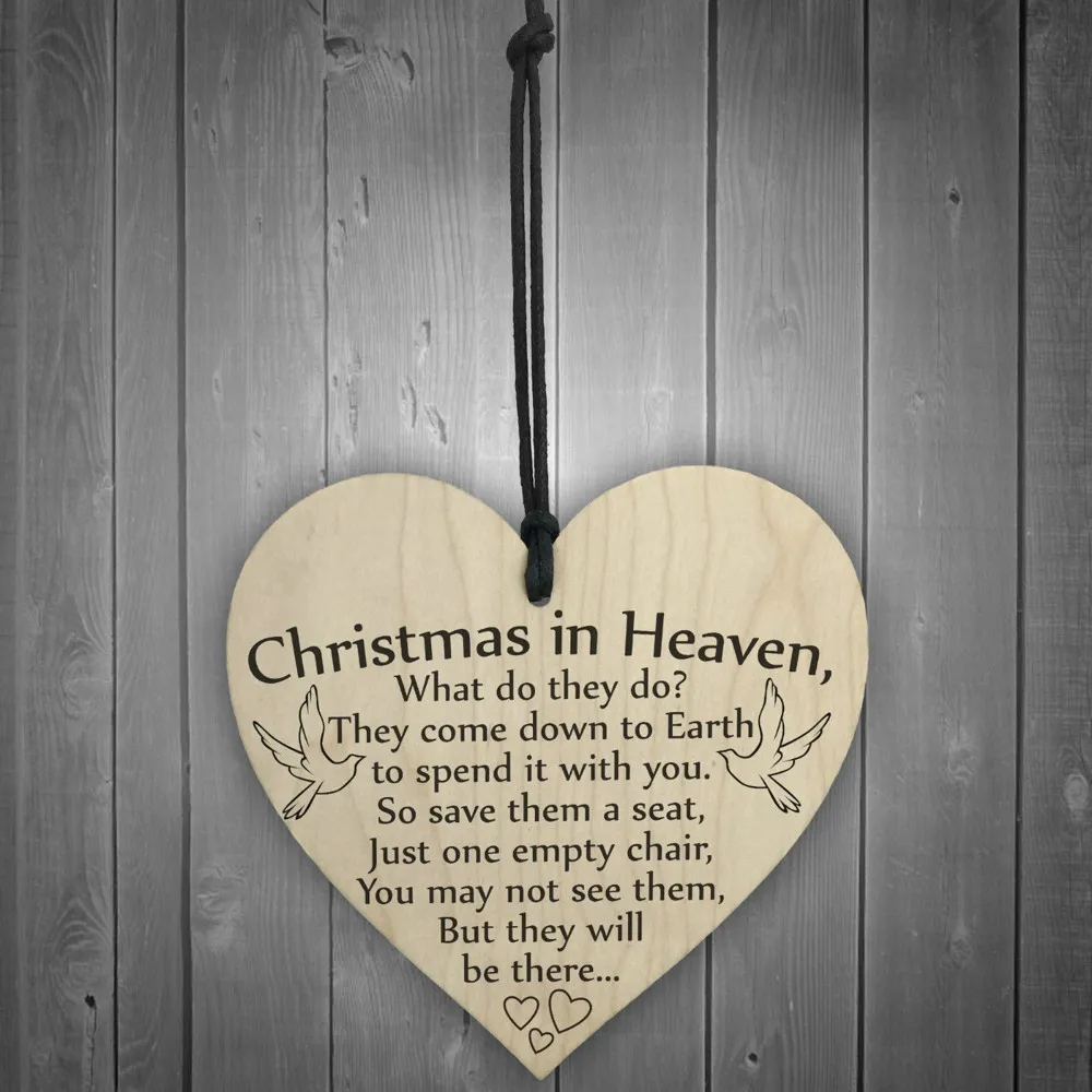 1pc 'Christmas in Heaven' Heart Plaque/Sign Friendship Gift Home Decoration Gift 
