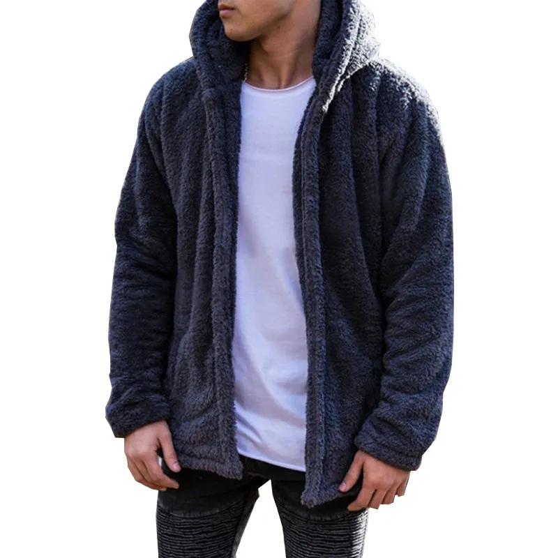 Felpe con cappuccio solido Uomo 2019 Giacca invernale Moda Felpa con cappuccio da uomo spessa Felpa con cappuccio da uomo in pelliccia calda Abbigliamento sportivo Tute Cappotto da uomo