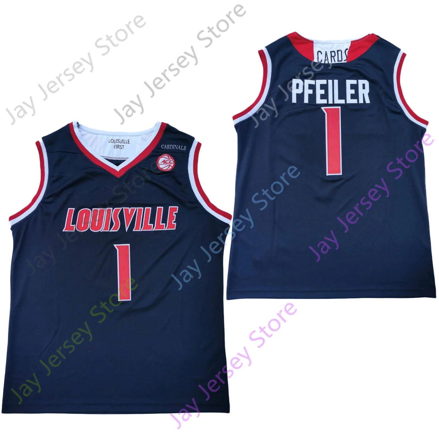 2020 New Louisville College Basketball Jersey NCAA 1 Pfeiler Noir Rouge Tous cousus et brodés Hommes Taille jeunesse