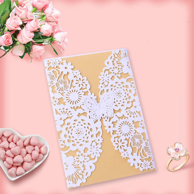 Cartes d'invitation couverture motif creux papillon mariage anniversaire entreprise invitation vacances salutation style européen design créatif