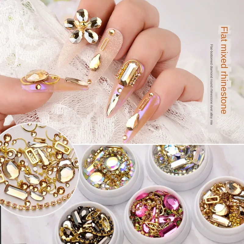 12 Couleurs / Ensemble Colle UV Pailletée Strass Artificiels