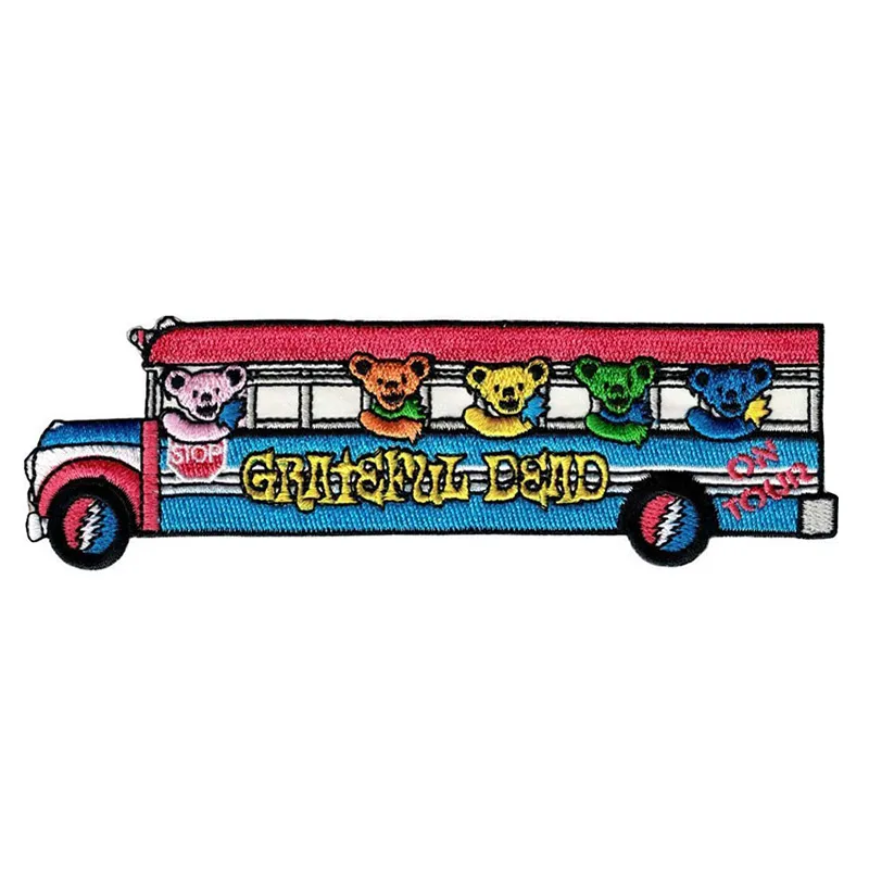 Dessin animé Greatful Bus fer sur Patch vêtements brodés patchs pour vêtements bricolage enfants autocollants vêtement Appliques en gros